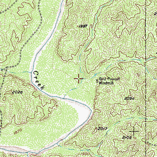 Topographic Map of Bird Pouroff Canyon, TX