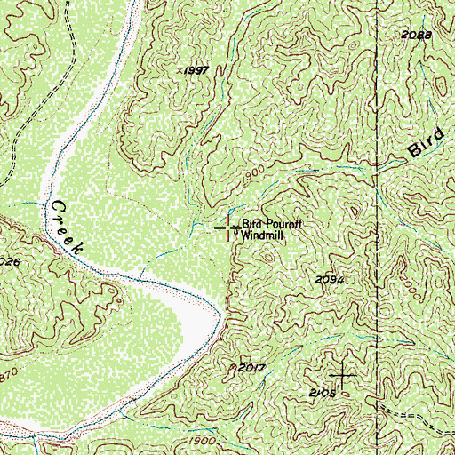 Topographic Map of Bird Pouroff Windmill, TX