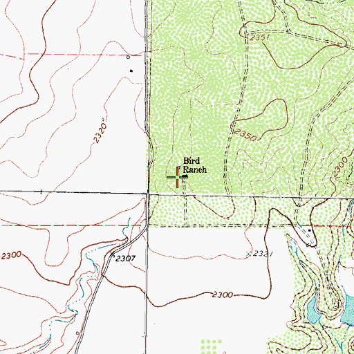 Topographic Map of Bird Ranch, TX