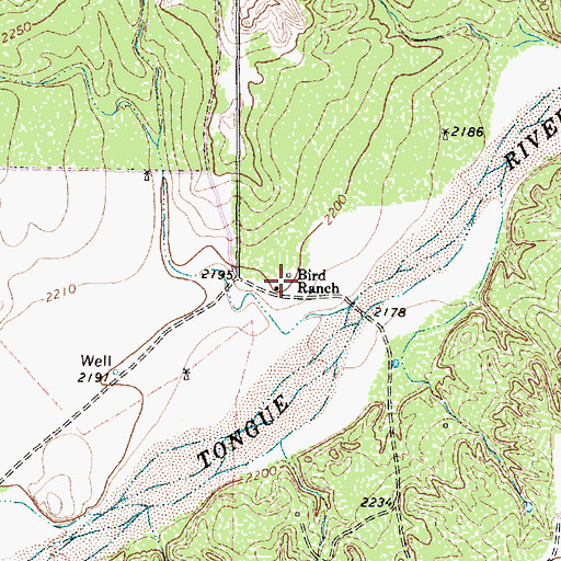 Topographic Map of Bird Ranch, TX