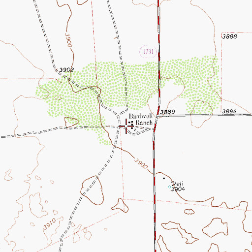 Topographic Map of Birdwell Ranch, TX