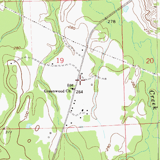 Topographic Map of Greenwood Store (historical), AL