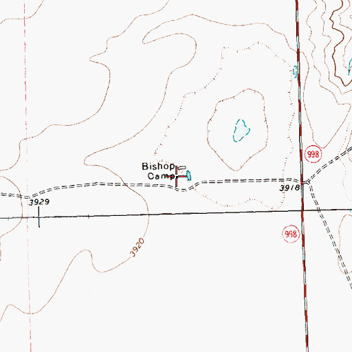 Topographic Map of Bishop Camp, TX