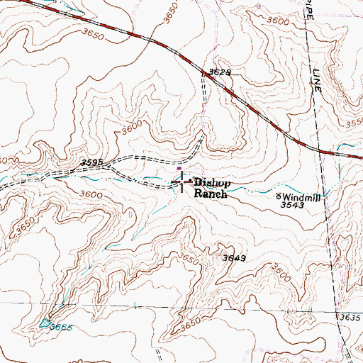 Topographic Map of Bishop Ranch, TX