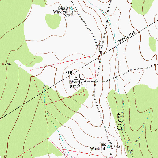 Topographic Map of Bissitt Ranch, TX