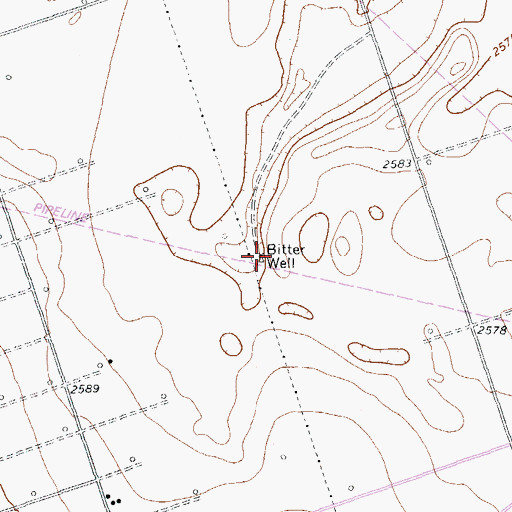 Topographic Map of Bitter Well, TX