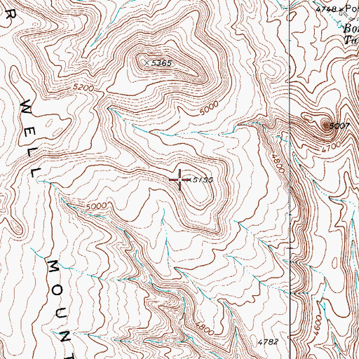 Topographic Map of Bitter Well Mountain, TX