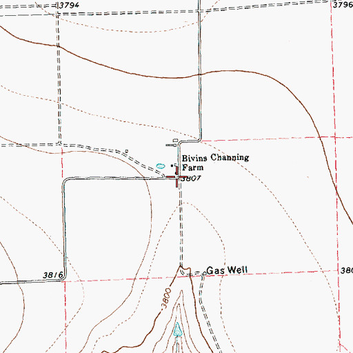 Topographic Map of Bivins Channing Farm, TX