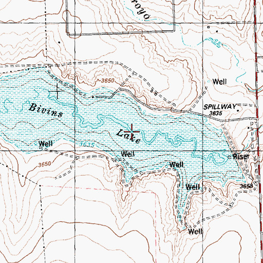 Topographic Map of Bivins Lake, TX