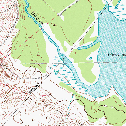Topographic Map of Black Bayou, TX