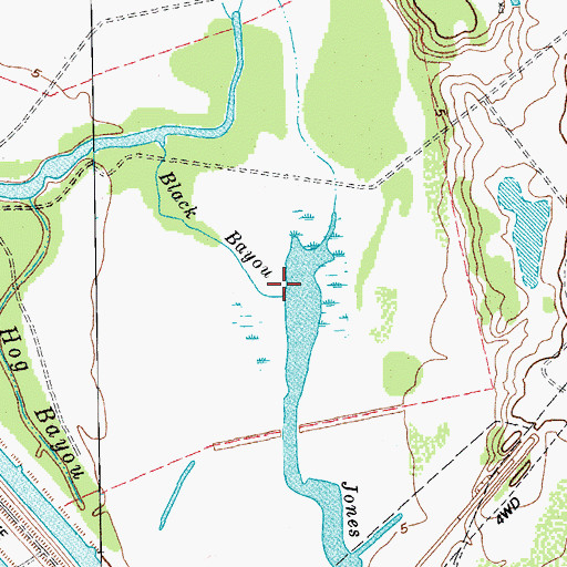 Topographic Map of Black Bayou, TX