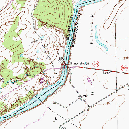 Topographic Map of Black Bridge, TX