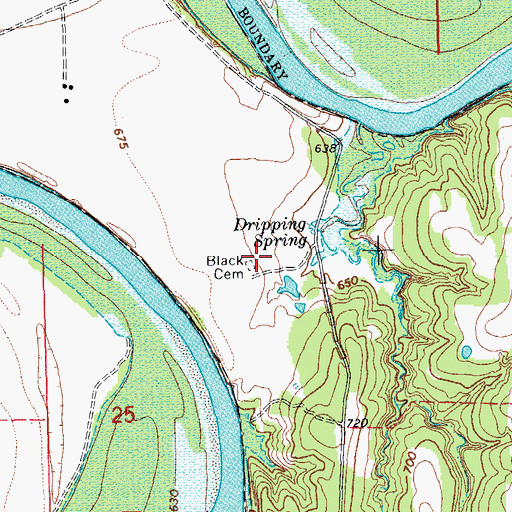 Topographic Map of Black Cemetery, TX