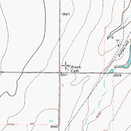 Topographic Map of Black Cemetery, TX
