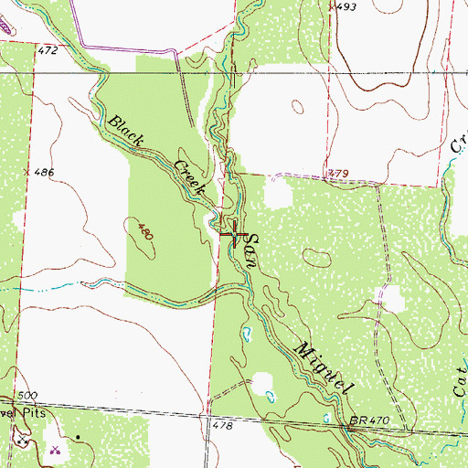 Topographic Map of Black Creek, TX