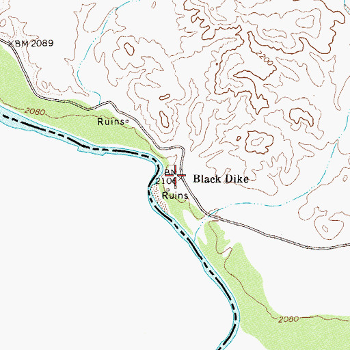Topographic Map of Black Dike, TX