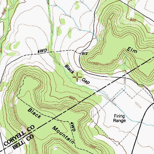 Topographic Map of Black Gap, TX