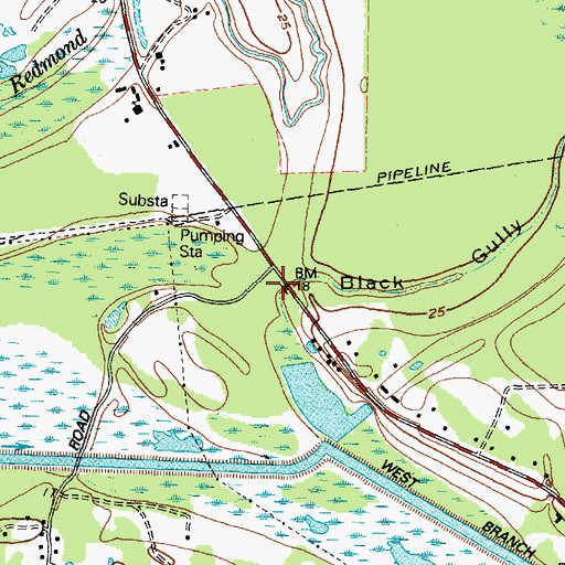 Topographic Map of Black Gully, TX