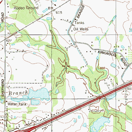 Topographic Map of Black Hill Branch, TX