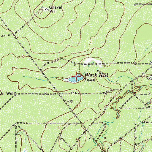 Topographic Map of Black Hill Tank, TX