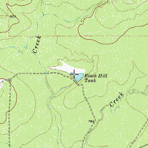 Topographic Map of Black Hill Tank, TX
