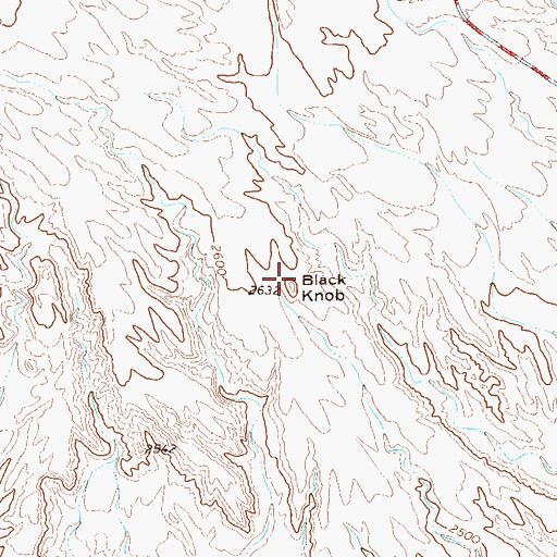 Topographic Map of Black Knob, TX