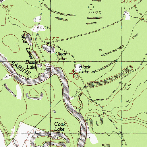 Topographic Map of Black Lake, TX