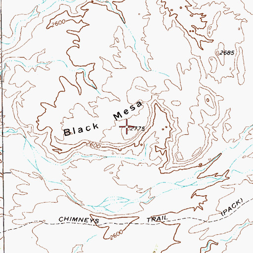 Topographic Map of Black Mesa, TX
