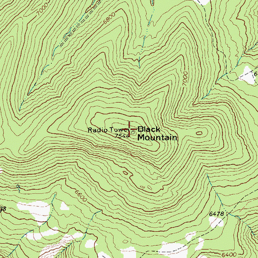 Topographic Map of Black Mountain, TX