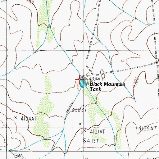 Topographic Map of Black Mountain Tank, TX