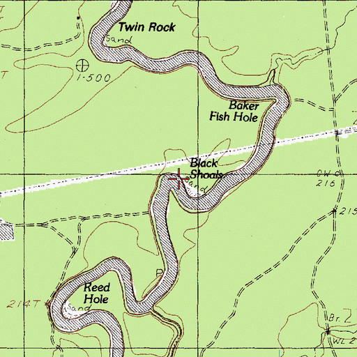Topographic Map of Black Shoals, TX