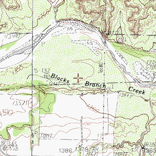 Topographic Map of Blacks Branch Creek, TX