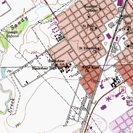 Topographic Map of Blackshear High School, TX