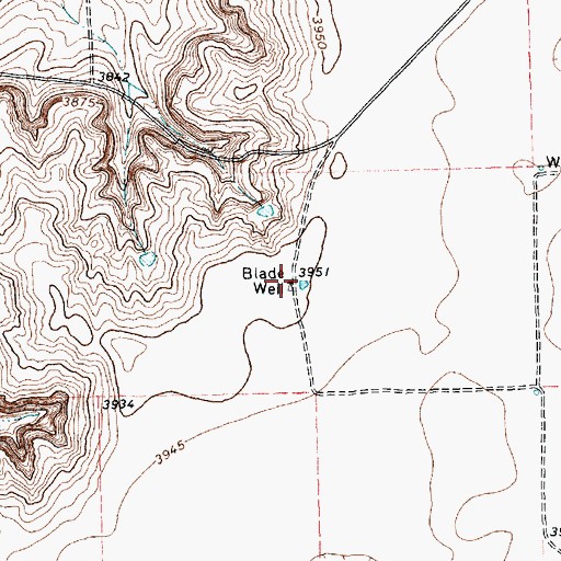 Topographic Map of Blade Well, TX