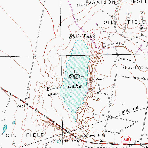 Topographic Map of Blair Lake, TX