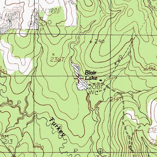 Topographic Map of Blair Lake, TX