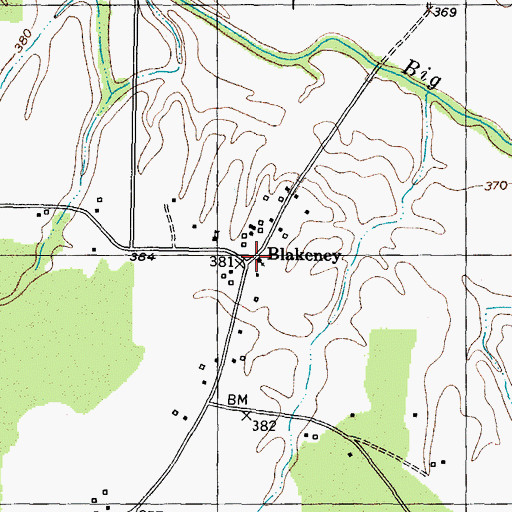 Topographic Map of Blakeney, TX
