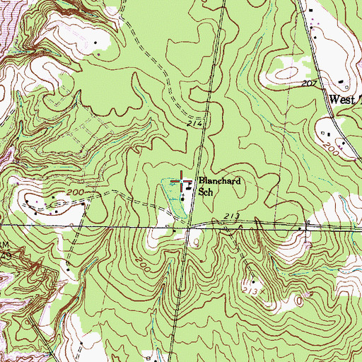 Topographic Map of Blanchard School, TX