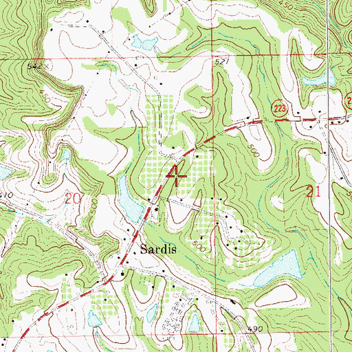 Topographic Map of Martins Store (historical), AL
