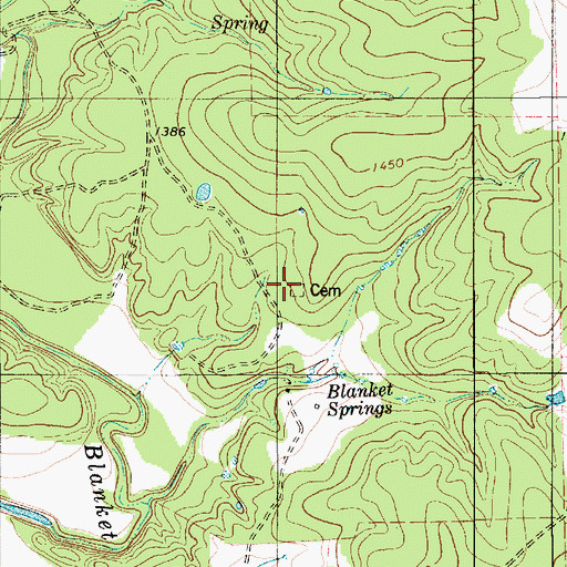 Topographic Map of Blanket Springs Cemetery, TX