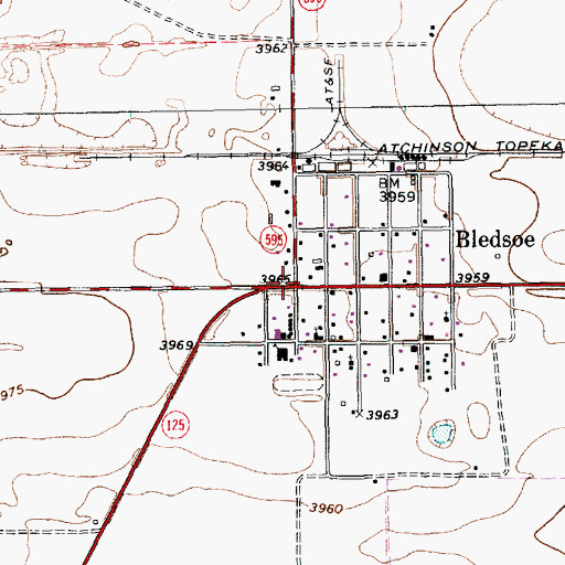 Topographic Map of Bledsoe, TX