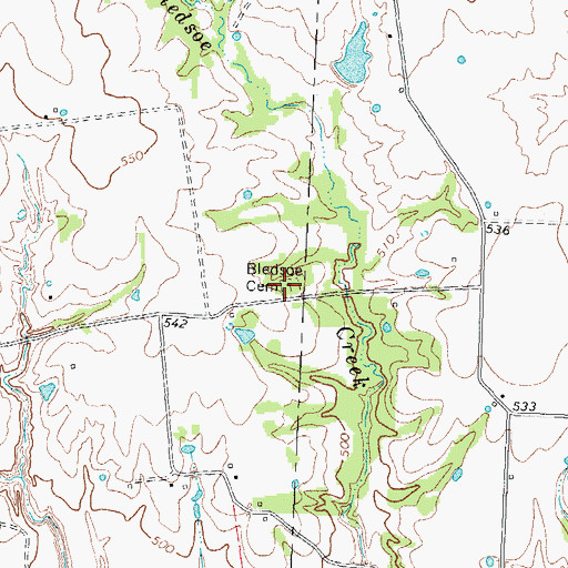 Topographic Map of Bledsoe Cemetery, TX