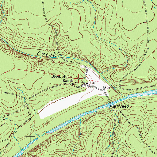 Topographic Map of Block House Ranch, TX