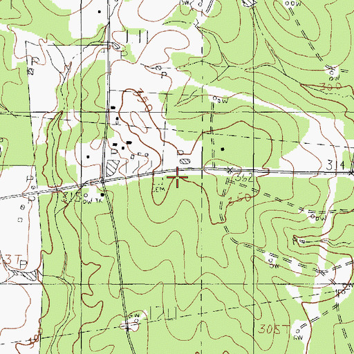 Topographic Map of Blocker Cemetery, TX