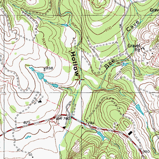 Topographic Map of Bloody Hollow, TX
