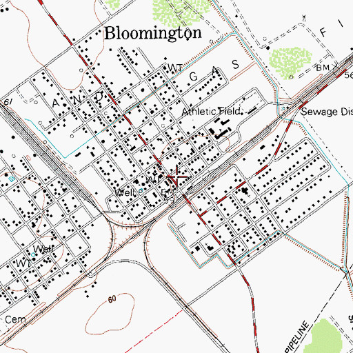Topographic Map of Bloomington, TX