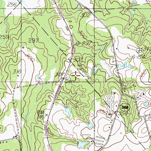 Topographic Map of Blunt Cemetery, TX