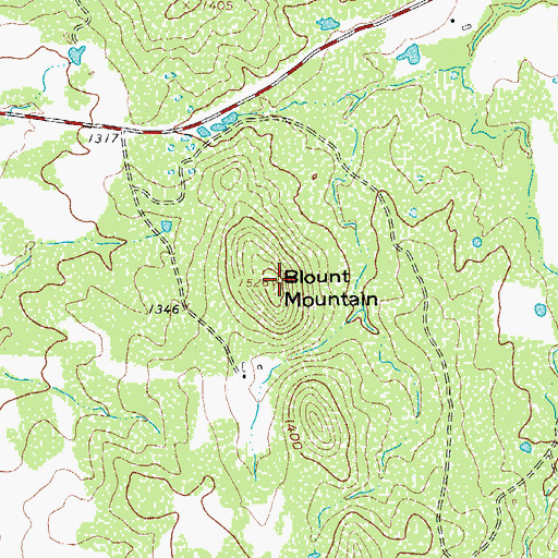 Topographic Map of Blount Mountain, TX