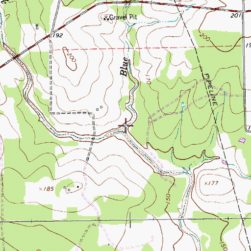 Topographic Map of Blue Branch, TX