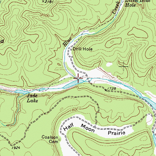 Topographic Map of Blue Creek, TX